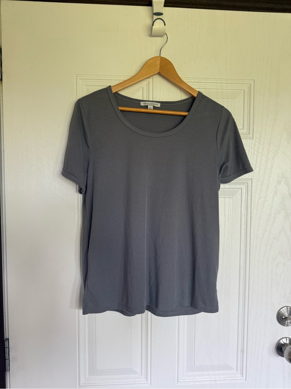 2 for $15 sale: Green envelope gray scoop neck t-shirt - L